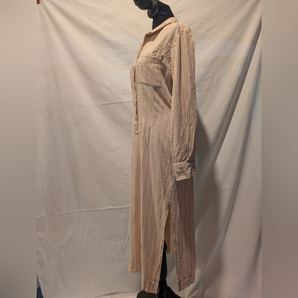FP Free People Audrey linen blend stripe midi shirt dress (Belt Not Included) - Picture 5 of 13